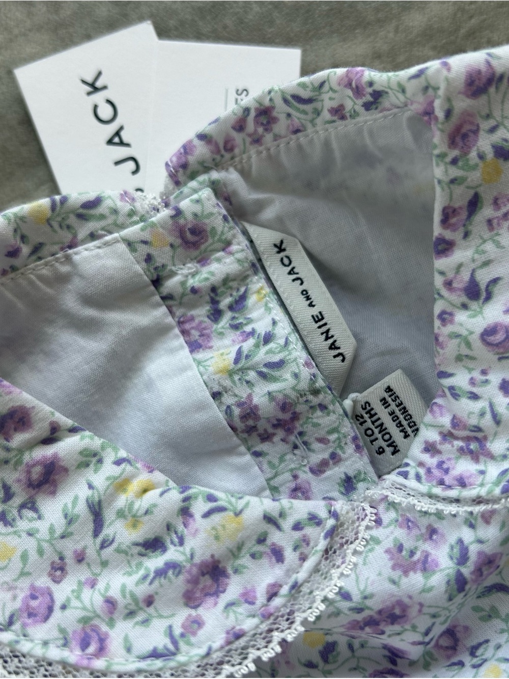 Janie and Jack 6-12mo Lavender & Cream Floral Nightdress - Picture 2 of 3